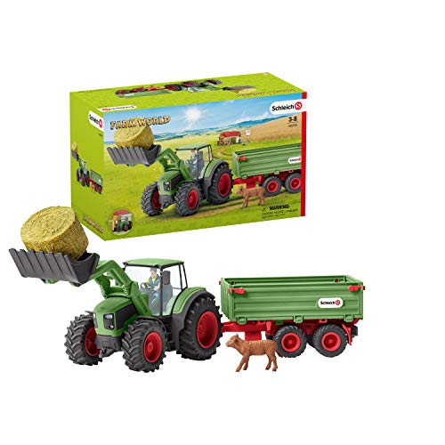 Schleich-42379 Tractor Con Remolque, Multicolor (42379)