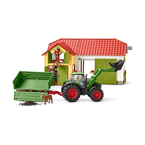 Schleich-42379 Tractor Con Remolque, Multicolor (42379)