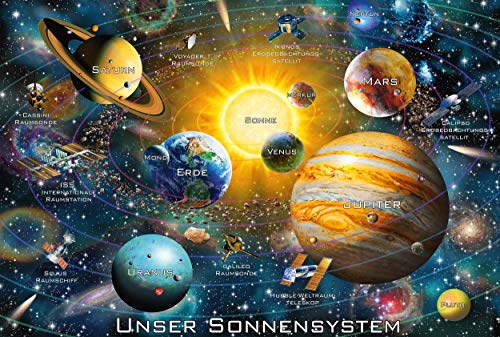 Schmidt Spiele-Nuestro Sistema Solar, Puzzle Infantil de 200 Piezas, Color carbón (56308)