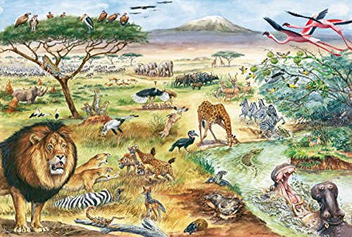 Schmidt Spiele- Puzzle Infantil de Animales en África Oriental (200 Piezas) (56292)
