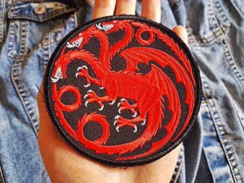 Señal roja de dragón, fantasía, el Señor de los anillos, Tolkien, magia, dragones, signos, oculto, mazmorra mágica, orks bordado para planchar sobre apliques de recuerdo