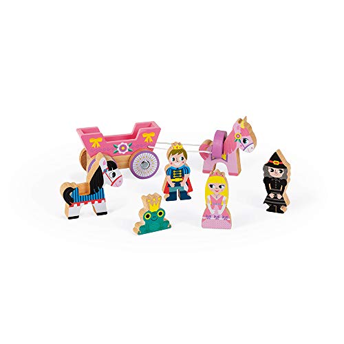 Set Princesas Story - 7 figuritas de madera - Juguete de imaginación - Princesas y cuentos de hadas - A partir de 3 años