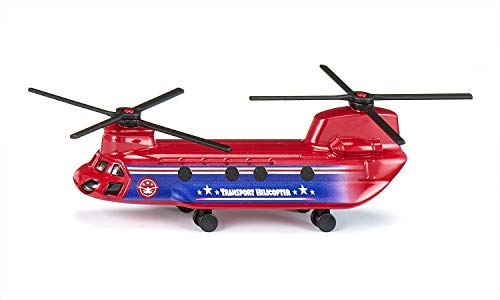 SIKU 1689, Helicóptero de transporte, Rojo/Azul, Metal/Plástico, Rotores plegables