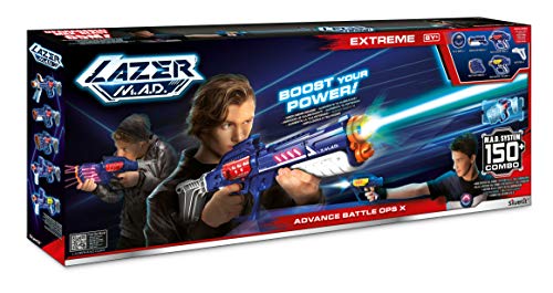Silverlit- Lazer M.A.D. -Advance Battle Ops Blasters X versión Extreme + 2 Objetivos + 2 Cross Bomba + 1 módulo multitir, 86872, Rojo y Amarillo