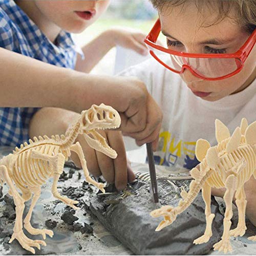 Sisyria Dinosaurio Fósiles Arqueológica Excavación Juguetes,Kit Excavación Fósiles Esqueleto Dinosaurio con Cincel Martillo Yeso Cepillo Limpieza Esqueleto Dinosaurio para Niños