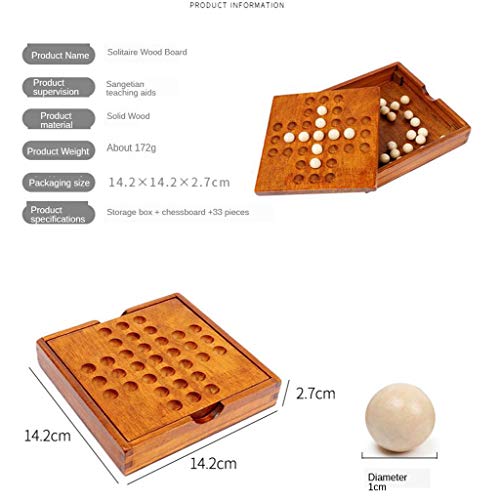 SM SunniMix Wooden Solitaire Europe Board Cognitive Diamond Chess Classic Game Toys Fun