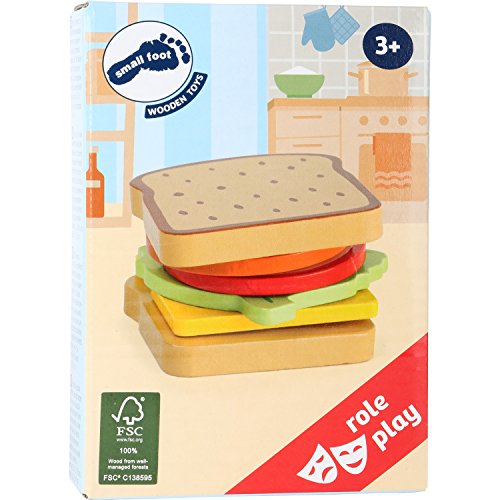 Small Foot 10889 Wooden Snack Set Sandwich Bread of Different Composition, 100% Fsc-Certified, Accessories for the Children's Kitchen Or the Grocery Store, Role-Playing Toys, from . and up