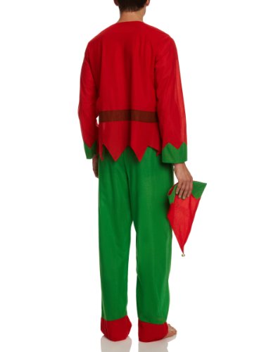 Smiffys-26025M Disfraz de Elfo, con Parte de Arriba, pantalón y Gorro, Color Rojo y Verde, M-Tamaño 38"-40" (Smiffy'S 26025M)