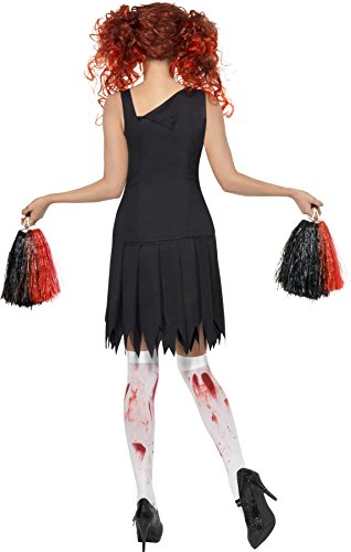 Smiffys-32902L Halloween Disfraz de Animadora High School Horror, con Vestido y Pompones, Color Rojo y Negro, L-EU Tamaño 44-46 (Smiffy'S 32902L)