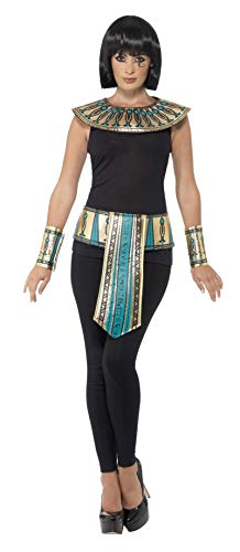 Smiffys-41556 Kit Egipcio, Dorado, con Cuello, brazaletes y cinturón, Color Oro, Tamaño único (Smiffy'S 41556)