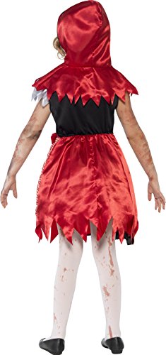 Smiffys-44285s Disfraz de 'Chica de la caperuza' Zombi, con Vestido y Capa con Capucha, Color Rojo, S-Edad 4-6 años (Smiffy'S 44285S)
