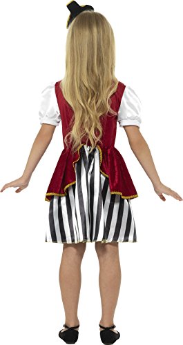Smiffy'S 44404L Disfraz Deluxe De Pirata Para Chica Con Vestido Y Sombrero, Rojo / Negro, L - Edad 10-12 Años