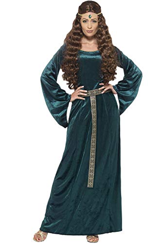 Smiffy'S 45497L Disfraz De Doncella Medieval Con Vestido Y Diadema, Verde, L - Eu Tamaño 44-46
