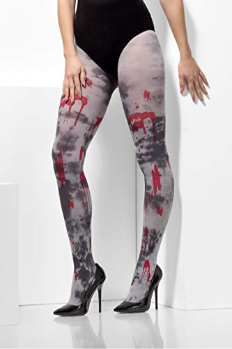 Smiffy's-48316 Medias opacas, suciedad zombi, con salpicadura de sangre, color gris, XS a M-EU Tamaño 34-42 (48316) , color/modelo surtido