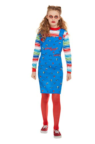 Smiffys 82006M - Disfraz de Chucky con licencia oficial, para niña, talla M, 7-9 años