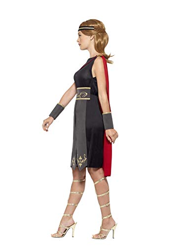 Smiffys Disfraz de guerrero romano, Negro, con túnica, capa incorporada, brazaletes y ci