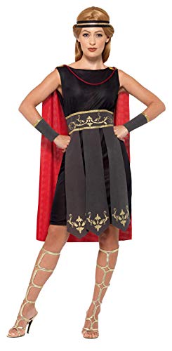 Smiffys Disfraz de guerrero romano, Negro, con túnica, capa incorporada, brazaletes y ci
