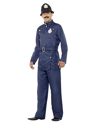 Smiffy's Smiffys-45626L Disfraz de policía de Londres, con Pantalones, Chaqueta y Sombrero, Color Azul, L - Tamaño 42"-44" 45626L