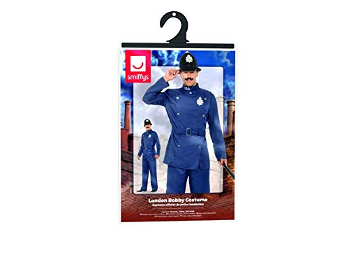 Smiffy's Smiffys-45626L Disfraz de policía de Londres, con Pantalones, Chaqueta y Sombrero, Color Azul, L - Tamaño 42"-44" 45626L