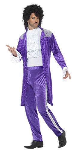 Smiffy's Smiffys-48004XL  Disfraz de Músico Púrpura años 80, con Chaqueta, Camisa figurada y Pant, Color, XL-Tamaño 46"-48" 48004XL
