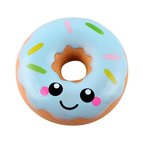 Sonnena Juguetes compresivos, Squishies Kawaii Juguetes Linda Donut Sonriente de Silicona Animales Squishies Squeeze Toys (A, Azul)