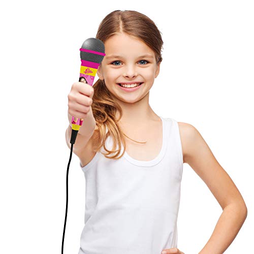 Soy Luna Micrófono con Adaptador, 100% Disney (Lexibook MIC100SL), color rosa/amarillo