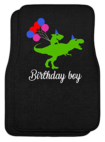 SPIRITSHIRTSHOP Birthday Boy – Tiburón verde sobre dinosaurio verde – Globos – Alfombrillas para coche Negro 44 x 63 cm
