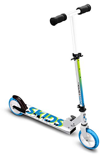Stamp Sas Scooter Foldable 6"-145 MM-SKIDS Control, Unisex-Youth, White-Blue-Green