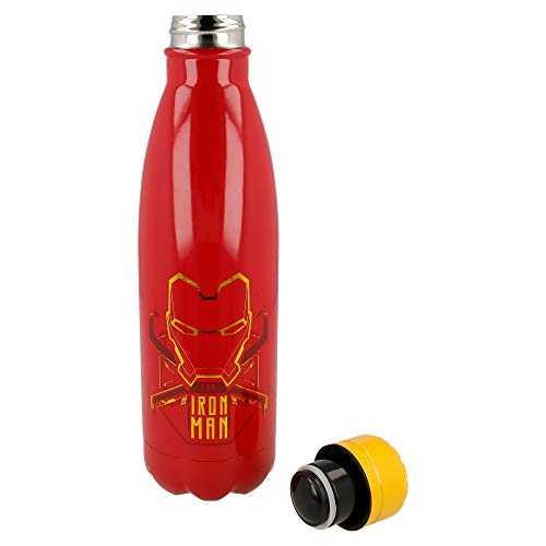 Stor | Iron Man - Marvel | Botella de Agua Acero Inoxidable 780 ml - Botella Reutilizable Libre de BPA