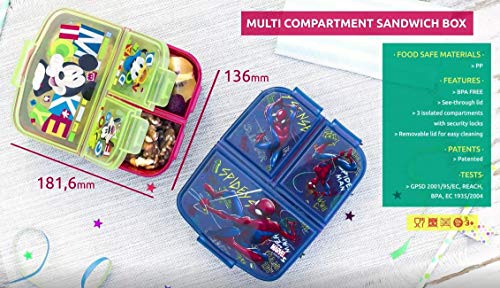 Stor Spiderman (Marvel) | Sandwichera con 3 Compartimentos para niños - lonchera Infantil - Porta merienda - Fiambrera Decorada