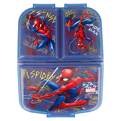 Stor Spiderman (Marvel) | Sandwichera con 3 Compartimentos para niños - lonchera Infantil - Porta merienda - Fiambrera Decorada