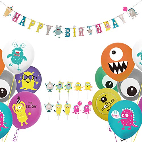 Sunbeauty Monster Decoración De Cumpleaños Cumpleaños para Niños Decoración De Fiesta De Monstruos (Conjunto De Monstruo)