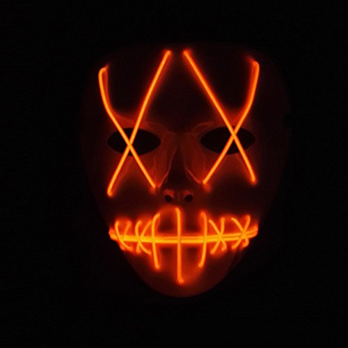 SUNREEK Halloween Scary Mask, Halloween Cosplay Led Costume Mask EL Wire Light Up Máscara para Halloween, Festival Parties (Rojo)