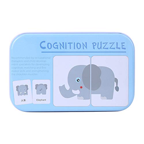 Tarjetas de Aprendizaje para bebés, 16 Pares de Rompecabezas a Juego Tarjetas de cognición Juguete de Inteligencia para niños pequeños(Animales)
