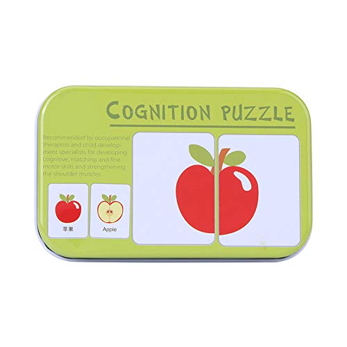 Tarjetas de Aprendizaje para bebés, 16 Pares de Rompecabezas a Juego Tarjetas de cognición Juguete de Inteligencia para niños pequeños(Frutas)