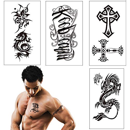Tatuajes temporales para adultos, Vibury 21 Hojas Temporales temporär Tattoo tatuaje cuerpo pegatinas Brazo pecho y espalda- Dragon Heartbeat Tiger Vine Escorpión gráfico cráneo