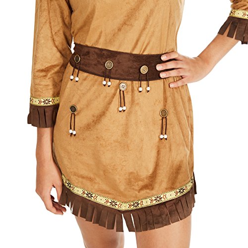 TecTake dressforfun Disfraz de India Apache para Mujer | Bonito Vestido Corto de poliéster imitación Aterciopelada + Cinta con Plumas para el Pelo (L | no. 300628)