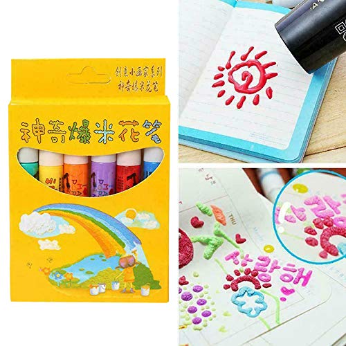 Teekit 6 Piezas Magic Popcorn Pen Puffy 3D Art Safe para Tarjetas de felicitación de cumpleaños para niños