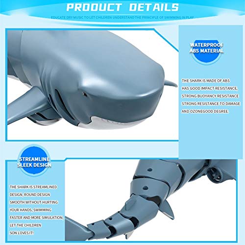 Telisii Juguete de tiburón 2020 con control remoto mejorado, simulación de 2,4 G, juguete de tiburón de tiburón teledirigido, recargable, resistente al agua, 4 canales, para baño, color azul