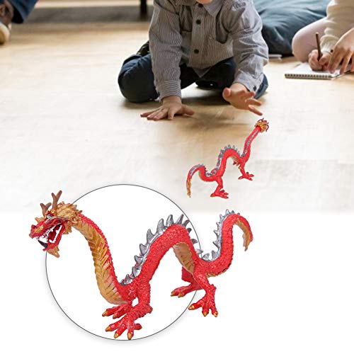 Tnfeeon Modelos de Forma de dragón Chino clásico, simulación Criaturas míticas legendarias fantasía Animal dragón de Cuernos Largos Modelo decoración de Muebles para niños(Rojo)
