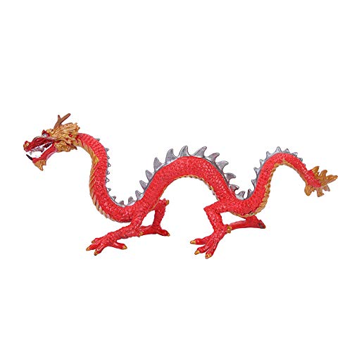 Tnfeeon Modelos de Forma de dragón Chino clásico, simulación Criaturas míticas legendarias fantasía Animal dragón de Cuernos Largos Modelo decoración de Muebles para niños(Rojo)