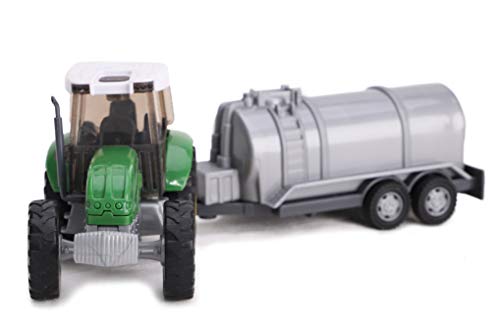 TOYLAND® - Juego de Tractor y camión Cisterna / Remolque de 22,5 cm - Acción de Rueda Libre - Juguetes de Granja para niños (Cisterna Verde)