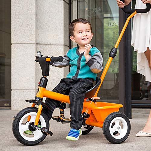 Triciclo Bebe| Evolutivo para Niños De 2-5 Años| Bicicleta Plegable |con Ruedas De Gomas Y Conducción Silenciosa| Amarillo | Naranja | Blanco | 74X47X115CM (Color : Orange)