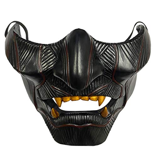 TYTOGE Máscara de Halloween Cosplay Props Decoraciones Juego Ghost of Tsushima Masquerade Half Face Mask Fiesta de Navidad