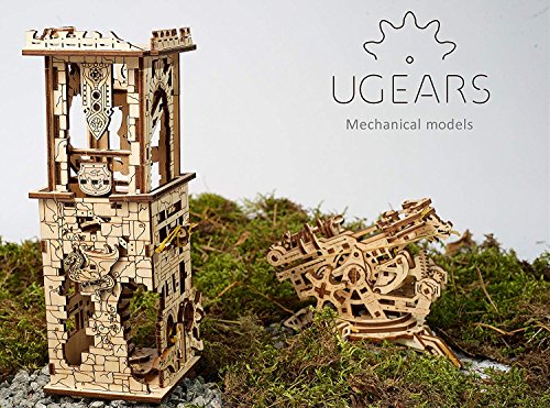 UGEARS 70048 Balliste y Torre Ejército Histórico 292 Piezas Modelo con Varias Funciones – revitaliza la legendaria artillería Medieval maqueta de maqueta de Madera