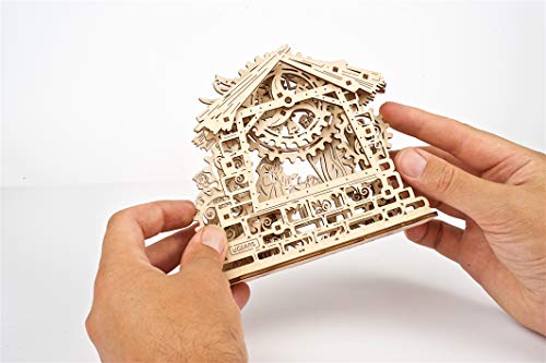 UGEARS Belén - Rompecabezas Mecánico 3D - Kits de Construcción de Artesanía en Madera - Juego de Pesebre de Madera - Rompecabezas de Navidad para Niños - Decoraciones Navideñas de Bricolaje - Idea