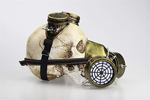 Ulalaza Steampunk Gas Goggles Máscara Retro Gothic Punk Zombie Soldiers Skull Mask para Halloween Cosplay Props