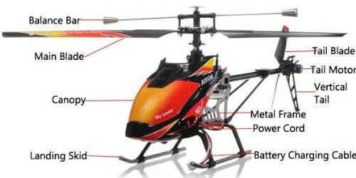 Unbekannt WLToys s-idee 01142 | V913 - Helicóptero por Control Remoto (con Pantalla LCD, 2,4 GHz, Canal 4,5) para Uso en Interior y Exterior. con Control Gyro y 2,4 GHz Integrados. Listo para Volar.
