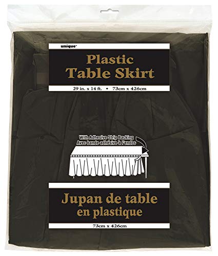 Unique Party- Falda de mesa de plástico, Color negro, 420 cm (50062)