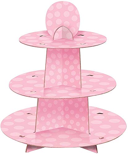 Unique Party- Soporte para cupcakes, para Baby Shower, Color rosa (90307)